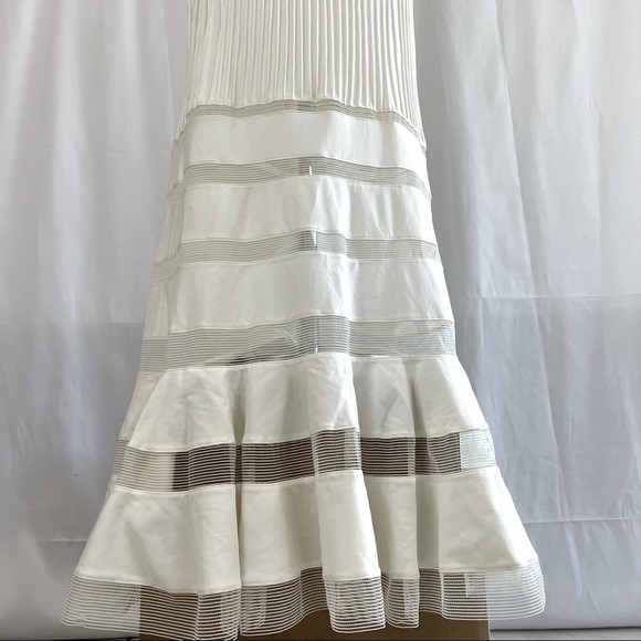 💕Host Pick💕 Tadashi Shoji Ivory Jersey Mesh Illusion Gown Dress Retail $650 - Picture 10 of 11